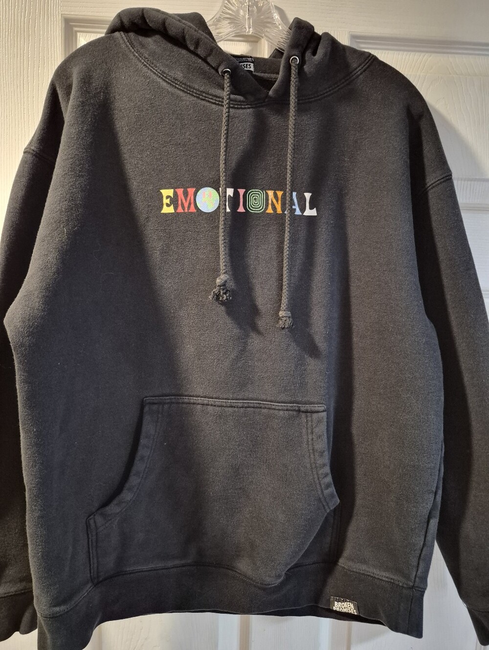 Broken Promises , Emotional , Black Hoodie Sweatshirt - Mens Large